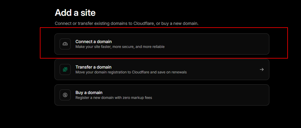 Cloudflare 选择添加域名