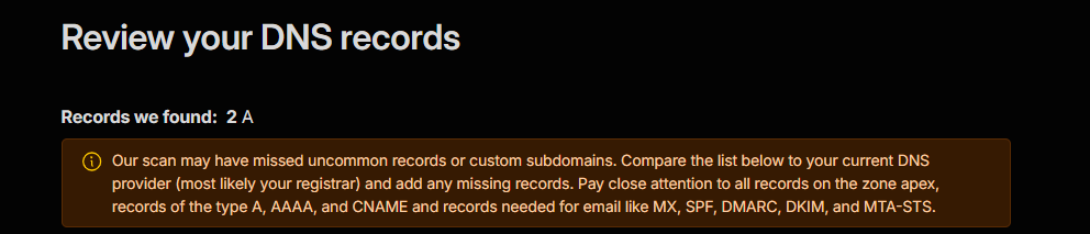 检查 Cloudflare 导入的 DNS 记录