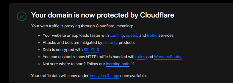 域名成功接入 Cloudflare